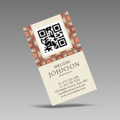Vertical Mid-Century Modern Geometric QR 名刺