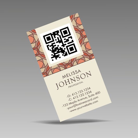 Vertical Mid-Century Modern Geometric QR 名刺