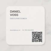 Vertical Minimal Modern QR Code | プロフェッショナル スクエア名刺 (裏面)