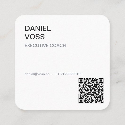 Vertical Minimal Modern QR Code | Professional スクエア名刺 (裏面)