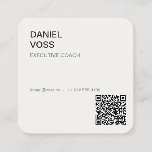 Vertical Minimal Modern QR Code | Professional スクエア名刺 (裏面)