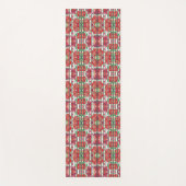 Vertical patterned fabric showcasing red flowers ヨガマット (正面)