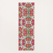 Vertical patterned fabric showcasing red flowers ヨガマット (裏面)