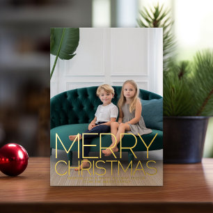 Vertical Photo - Merry Christmas - Joy to World 箔シーズンカード