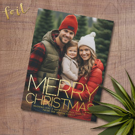 Vertical Photo - Merry Christmas - red pink star 箔シーズンカード