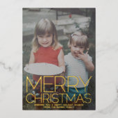 Vertical Photo - Merry Christmas - red pink star 箔シーズンカード (正面)