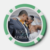 Vertical Photo- Year - Script Custom Name Wedding ポーカーチップ (裏面)