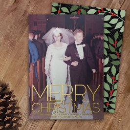 Vertical Photobotanical Merry Christmas -金ゴールド 箔シーズンカード