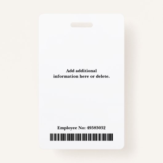 Vertical Pink Custom Employee ID Photo Name バッジ (裏面)