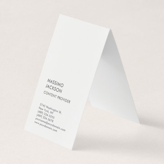 Vertical Plain Simple Black White Minimalist  名刺 (正面)