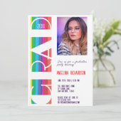 Vertical Rainbow GRAD Year Graduation photo 案内状 (スタンド正面)