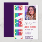 Vertical Rainbow GRAD Year Graduation photo 案内状 (正面/裏面)