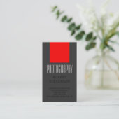 Vertical Red Gray Photography Artist Business Card 名刺 (スタンド正面)