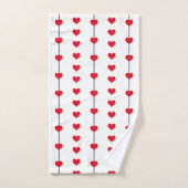 Vertical Red Heart Columns on White バスタオルセット (ハンドタオル)