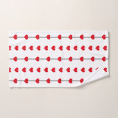 Vertical Red Heart Columns on White バスタオルセット (ハンドタオル)