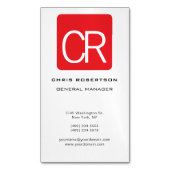 Vertical Red Stripe White Professional Plain マグネット名刺 (正面縦)