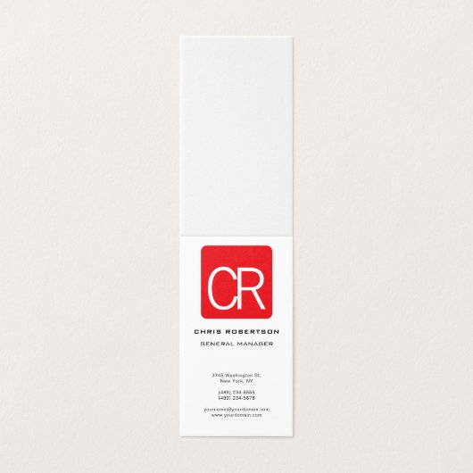 Vertical Red Stripe White Professional Plain 名刺 (外部フラット)
