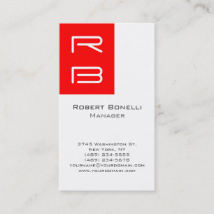 Vertical Red White Monogram Manager名刺 名刺