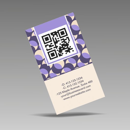 Vertical Retro Lavender Geometric  名刺