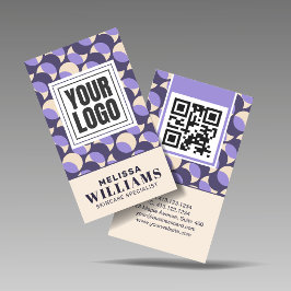 Vertical Retro Lavender Geometric  名刺