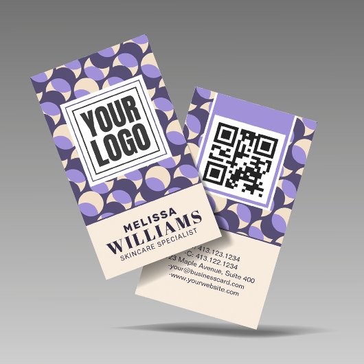 Vertical Retro Lavender Geometric  名刺
