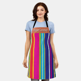 Vertical Retro Stripes Colorful Apron エプロン