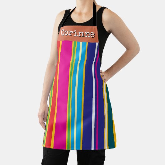 Vertical Retro Stripes Colorful Apron エプロン (インサイチュ)