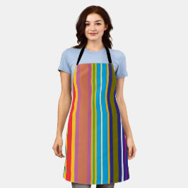 Vertical Retro Stripes Colorful Apron エプロン