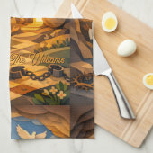 Vertical Risen Jesus Empty Tomb 3D Papercut Easter キッチンタオル (四つ折り)