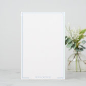 Vertical Simple Dusty Blue Border Name Stationery 便箋 (スタンド正面)