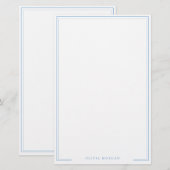 Vertical Simple Dusty Blue Border Name Stationery 便箋 (正面/裏面)