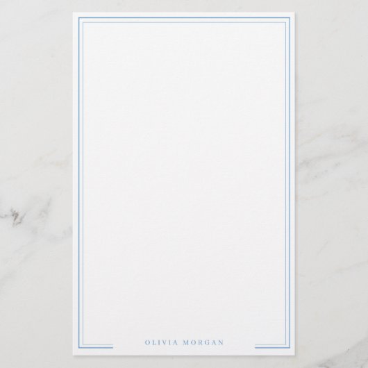 Vertical Simple Dusty Blue Border Name Stationery 便箋 (正面)