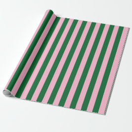 Vertical Stripe Pattern in Pink and Green ラッピングペーパー
