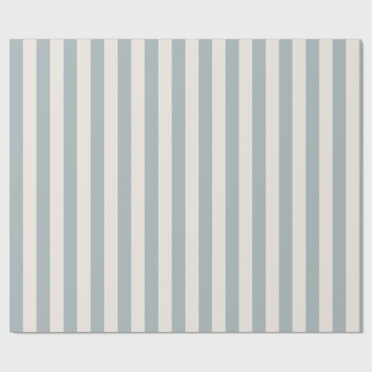 Vertical Stripe Pattern Light Blue-Gray and Cream ラッピングペーパー (フラット)