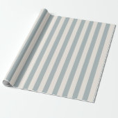 Vertical Stripe Pattern Light Blue-Gray and Cream ラッピングペーパー (アンロールド)