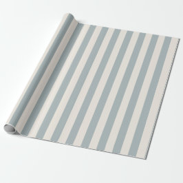 Vertical Stripe Pattern Light Blue-Gray and Cream ラッピングペーパー