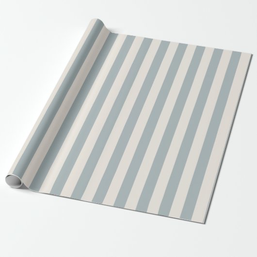 Vertical Stripe Pattern Light Blue-Gray and Cream ラッピングペーパー (アンロールド)