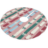 Vertical Stripes & Bows in Holiday Pastels ブラッシュドポリエステルツリースカート (アングル)