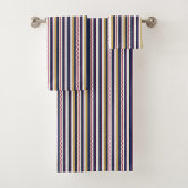 Vertical stripes towel set with a pattern of navy バスタオルセット