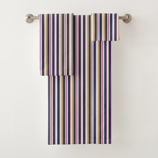 Vertical stripes towel set with a pattern of navy バスタオルセット