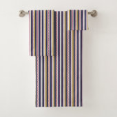 Vertical stripes towel set with a pattern of navy バスタオルセット (インサイチュ)