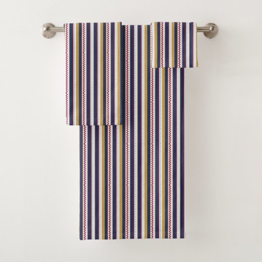 Vertical stripes towel set with a pattern of navy バスタオルセット (インサイチュ)