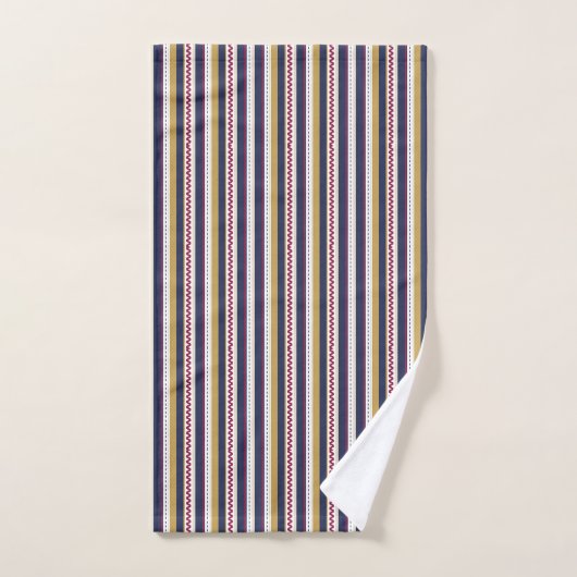 Vertical stripes towel set with a pattern of navy バスタオルセット (ハンドタオル)