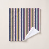 Vertical stripes towel set with a pattern of navy バスタオルセット (ウォッシュタオル)