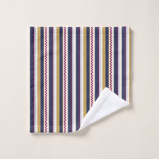 Vertical stripes towel set with a pattern of navy バスタオルセット (ウォッシュタオル)