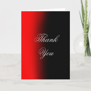 Vertical Thank You Red Black Script Greeting Card サンキューカード