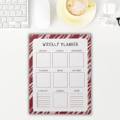 Vertical Undated Weekly Planner with Red Border ノートパッド