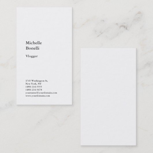 Vertical WhiteトレンディーVloggerブロガーくもの巣デザイナー 名刺 (正面/裏面)