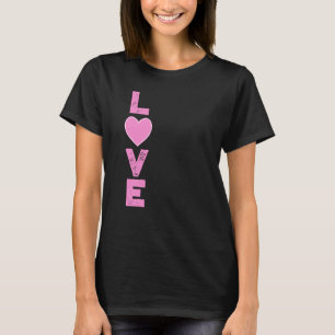 Vertical Word Love Pink Heart Women's T-Shirt Tシャツ