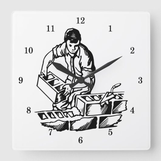 Very カッコいい Mason/Brick Layer壁時計 スクエア壁時計 (正面)